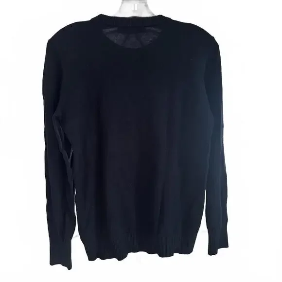 LAUREN Ralph Lauren Women's Navy Knit Sweater with Chain & Belt Design - Medium - Picture 3 of 7